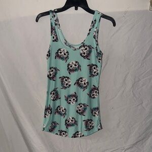 No Boundaries Aqua Cat heads Graphic Tank